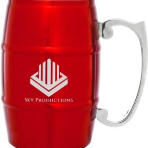 17 OZ RED BRRL MUG W/HNDL