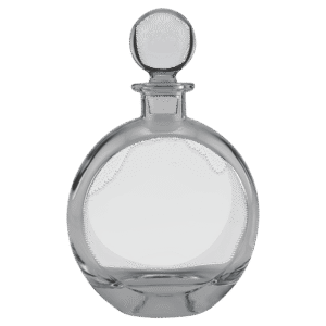 750mL Flat Round Glass Decanter with Black Gift Box and Printed Paper Sleve