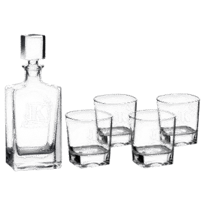810ml Rectangle Glass Decanter Set with Four DG351 8 oz. Glasses and Printed Gift Box