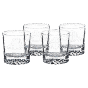 9 oz. Round Rocks Glass (Same Glass as the DCS401 Decanter Set) Sold in Sets of 4, 6 Sets Per Case (Comes in a Black Printed Gift Box)